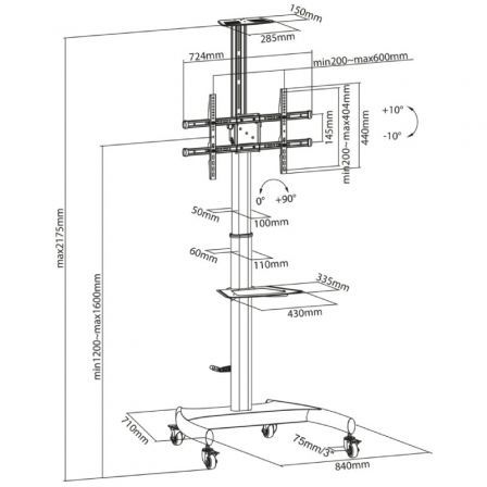 Aisens Soporte de Suelo ECO FT70TE-169 con Ruedas y Manivela para TV 37-70 pulg. Aisens Soporte de Suelo ECO FT70TE-169 con Ruedas y Manivela para TV 37-70 pulg.